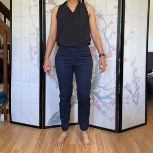 Uniqlo Floral Paisley Navy Elastic Trousers